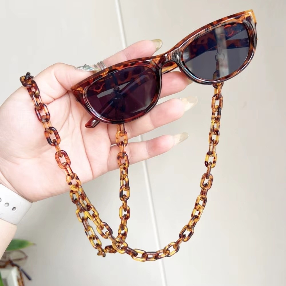 Sunglass Retainer Cord - 미끄럼 방지 레오파드 아크릴 안경 체인