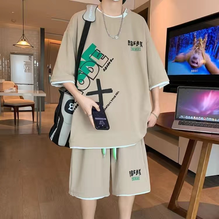 남성 캐주얼 2피스 스포츠웨어 세트 스트리트웨어 패션  - Shirt Camp Collar 리뷰 및 가격