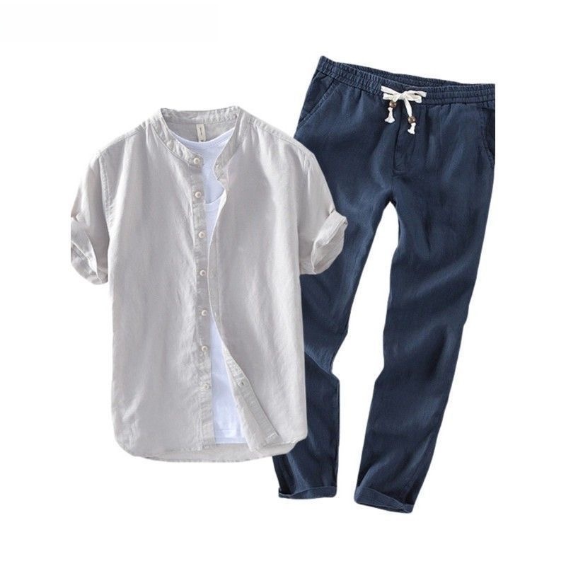 남성 린넨 반팔 캐주얼 셔츠 및 티셔츠 세트 통기성 좋 - Linen Shirt Breathable 리뷰 및 가격