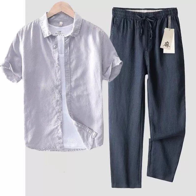 순면 코튼 셔츠 남성용 반팔 루즈핏 상의 여름 얇은 칼 - Linen Shirt Breathable 리뷰 및 가격