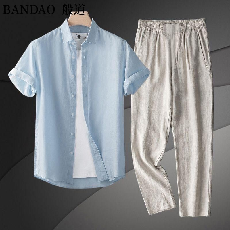 여름 새로운 패션 트렌드 편안한 통기성 린넨 반팔 셔츠 - Short Linen Drawstring 리뷰 및 가격