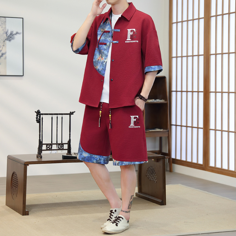 여름 남성용 2피스 기모노 세트 (블루 플로럴 프린트) - Resort Shirt Floral 리뷰 및 가격